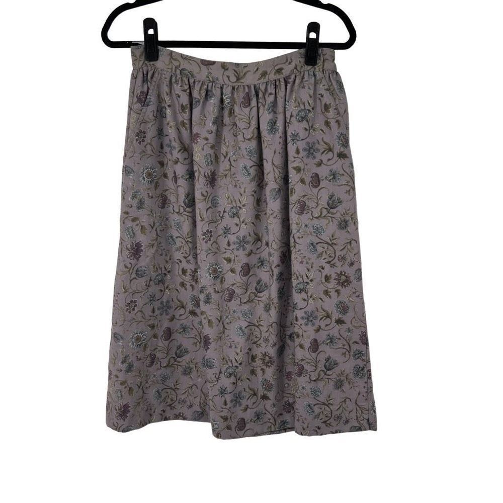 Calvin Klein Classics Gray Blue Floral Skirt Womens 12